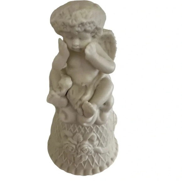 Vintage Bisque Cherub Bell‎ Ring For Dinner - Picture 1 of 2